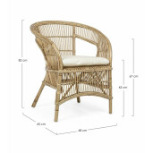 Set 2 scaune rattan natur Consuelo 68x65x82 cm