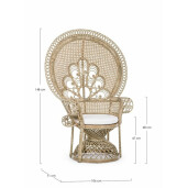 Fotoliu rattan natur Peacock 106x71x148 cm