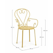Set 4 scaune gradina otel galben ocru Etienne 49x49x89 cm