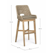Set 2 scaune bar natur bej Hesperia 49x57x112 cm