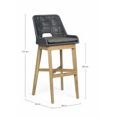 Set 2 scaune bar natur gri Hesperia 49x57x112 cm