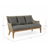 Canapea lemn maro textil gri Keilani 153x73x80.5 cm