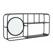 Raft suspendabil fier negru cu oglinda Nucleos 69x13x34 cm