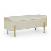 Bancuta otel auriu catifea crem Irina 110x42x42 cm
