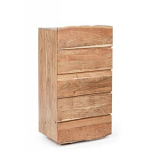 Comoda 5 sertare lemn natur Aron 70x45x130 cm