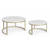 Set 2 masute marmura otel auriu Phoenix 75x41 cm, 60x35 cm