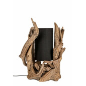 Veioza lemn natur abajur negru Bion 55x40x80 cm