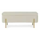 Bancuta otel auriu catifea crem Irina 110x42x42 cm