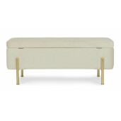 Bancuta otel auriu catifea crem Irina 110x42x42 cm