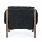 Fotoliu lemn maro piele ecologica neagra Harrison 83.5x81.5x76 cm