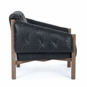 Fotoliu lemn maro piele ecologica neagra Harrison 83.5x81.5x76 cm