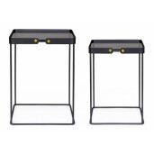 Set 2 masute negre Zeina 36.5x36.5x51 cm, 41.5x41.5x56 cm