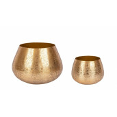 Set 2 ghivece flori aluminiu auriu Varanasi 30x22 cm, 42.5x31.5 cm