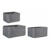 Set 3 cosuri depozitare textil gri Averill 20x14x10 cm, 24x16x11 cm, 27x20x12 cm