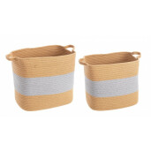 Set 2 cosuri bumbac natur gri Flow 33x23x29 cm, 37x27x33 cm