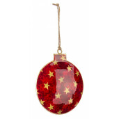Set 12 ornamente brad metal rosu auriu 10x2x12 cm