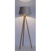 Set 2 lampadare lemn si abajur gri Wallas 52x152 cm
