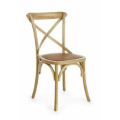 Scaun din lemn natur cu sezut din rattan maro Cross 50.5 cm x 52 cm x 87 h x 46 h1