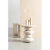 Set 2 sfesnice lumanari travertin bej Tikar 15x3,75x20h