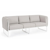 Canapea fier alb tapiterie textil bej 186x74x72 cm