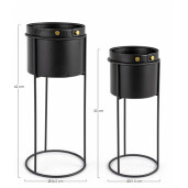 Set 2 suporturi ghivece flori otel negru auriu Zeina 21.5x52 cm, 24.5x62 cm