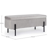 Banca tapiterie velur gri Irina 110x42x42 cm