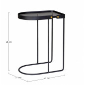 Masuta cafea otel sticla neagra Zeina 47x31x63 cm