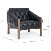 Fotoliu lemn maro piele ecologica neagra Harrison 83.5x81.5x76 cm