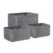 Set 3 cosuri depozitare textil gri Averill 20x14x10 cm, 24x16x11 cm, 27x20x12 cm