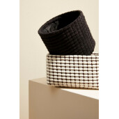 Set 3 cosuri depozitare textil negru 16x13 cm, 19x16 cm, 22x18 cm