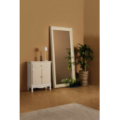 Oglinda decorativa perete cu rama lemn crem patinat Miro 80x10x180 cm
