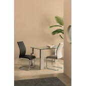 Set 4 scaune piele ecologica bej otel Myra 41x60x98 cm