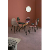 Set 4 scaune catifea bej otel negru Irelia 52.5x42.5x90 cm