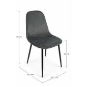 Set 4 scaune tapiterie catifea gri Irelia 52.5x42.5x90 cm