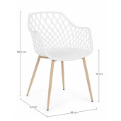 Set 4 scaune metal natur plastic alb Optik 58x54x85.5 cm