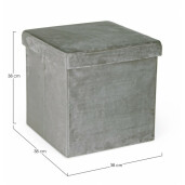 Taburet catifea gri Camdem 38x38x38 cm