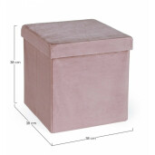 Taburet catifea roz Camdem 38x38x38 cm
