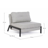 Fotoliu extensibil cu picioare din fier negru si tapiterie textil bej Hayden 95 cm x 96 cm x 79 h x 36 h1