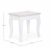 Taburet din lemn alb Charlene 41 cm x 30 cm x 38 h