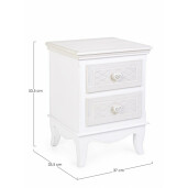Noptiera 2 sertare din lemn alb patinat Charlene 37 cm x 33.5 cm x 53.5 h