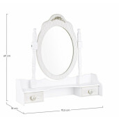 Oglinda de masa din mdf alb patinat Charlene 70.5 cm x 18 cm x 69 h