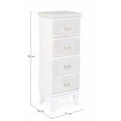 Noptiera 4 sertare din mdf alb Charlene 31 cm x 26 cm x 90 h