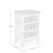 Noptiera 3 sertare din lemn alb patinat Charlene 41 cm x 33.5 cm x 68.5 h