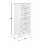 Comoda 5 sertare din lemn alb patinat Charlene 40 cm x 30 cm x 96.5 h