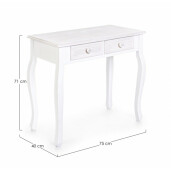 Consola cu 2 sertare din lemn alb patinat Charlene 75 cm x 40 cm x 71 h