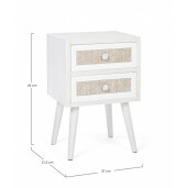 Comoda 2 sertare mdf alb rattan natur Montiel 37x31.5x56 cm