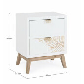 Comoda 2 sertare mdf alb natur Folium 45x30x60 cm