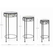 Set 3 suporturi flori fier ceramica Erice 30x68 cm, 25x57 cm, 20x51 cm
