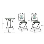 Set mobilier gradina masa 2 scaune Positano 38x38x92 cm, 60x60x75 cm