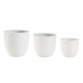 Set 3 ghivece flori fibra sticla alba 30x30x29 cm, 37x37x36 cm, 44x44x43 cm
